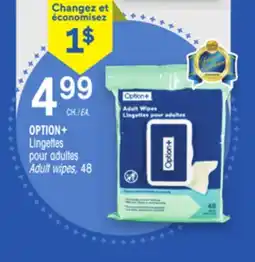 Uniprix OPTION+ Lingettes pour adultes / Adult wipes offer