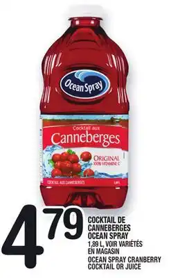 Marche Ami COCKTAIL DE CANNEBERGES OCEAN SPRAY | OCEAN SPRAY CRANBERRY COCKTAIL OR JUICE offer