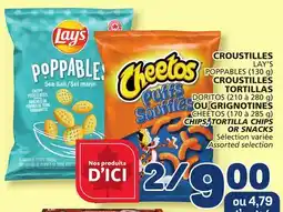 Marché Bonichoix LAY'S (130 g), DORITOS (210 to 280 g), CHEETOS (170 to 285 g) CHIPS, TORTILLA CHIPS OR SNACKS offer