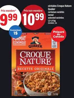 Maxi CÉRÉALES CROQUE NATURE QUAKER | CEREAL, 1,2-1,4 kg offer