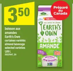 Maxi BOISSON AUX AMANDES EARTH'S OWN | ALMOND BEVERAGE, 1,89 L offer