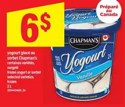 Maxi YOGOURT GLACÉ OU SORBET CHAPMAN'S | FROZEN YOGURT OR SORBET, 2 L offer