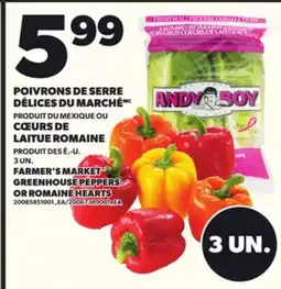 Provigo POIVRONS DE SERRE DÉLICES DU MARCHÉ OU CŒURS DE LAITUE ROMAINE, 3 UN offer