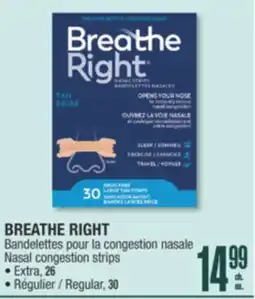 Jean Coutu BREATHE RIGHT Nasal congestion strips offer