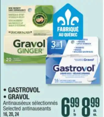 Jean Coutu GASTROVOL, GRAVOL Selected antinauseants offer