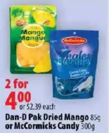 London Drugs Dan-D Pak Dried Mango or McCormicks Candy offer