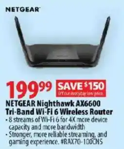 London Drugs Netgear nighthawk ax6600 tri-band wi-fi 6 wireless router offer