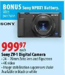 London Drugs Sony ZV-1 Digital Camera offer