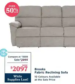 La Z Boy Brooks Fabric Reclining Sofa offer