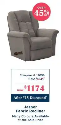 La Z Boy Jasper Fabric Recliner offer