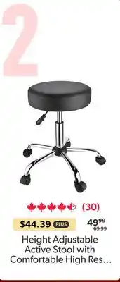 123Ink Height Adjustable Active Stool with Comfortable High Resilience Sponge Seat, Black - Moustache offer