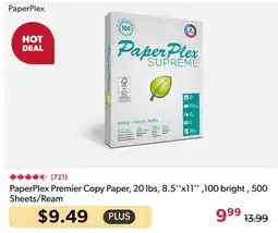 123Ink PaperPlex Premier Copy Paper, 20 lbs, 8.5x11 ,100 bright , 500 Sheets/Ream offer