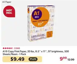 123Ink A1 Copy Print Paper, 20 lbs, 8.5 x 11, 97 brightness, 500 Sheets/Ream - 1 Pack offer