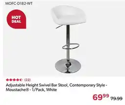 123Ink Adjustable Height Swivel Bar Stool, Contemporary Style - Moustache - 1/Pack, White offer