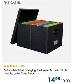 123Ink Collapsible Fabric Hanging File Holder Box with Lid & Handle, Letter Size - Black offer