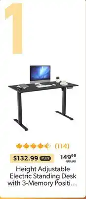 Shopper+ Height Adjustable Electric Standing Desk with 3-Memory Positions Control Panel - PrimeCables - Black offer