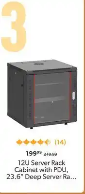 Shopper+ 12U Server Rack Cabinet with PDU, 23.6 Deep Server Rack with Glass Lock Door - PrimeCables offer