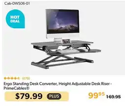 Shopper+ Ergo Standing Desk Converter, Height Adjustable Desk Riser - PrimeCables offer