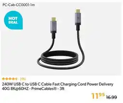 Shopper+ 240W USB C to USB C Cable Fast Charging Cord Power Delivery 40G 8K@60HZ - PrimeCables - 3ft offer