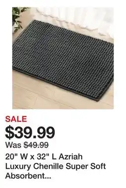 Wayfair 20 W x 32 L Azriah Luxury Chenille Super Soft Absorbent Microfiber Rectongle Non-Slip Bath Rug offer