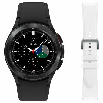 Best Buy Samsung Galaxy Watch4 Classic 42mm Smartwatch w/ HR Monitor & Extra Strap -Black/White -Only at Best Buy offer