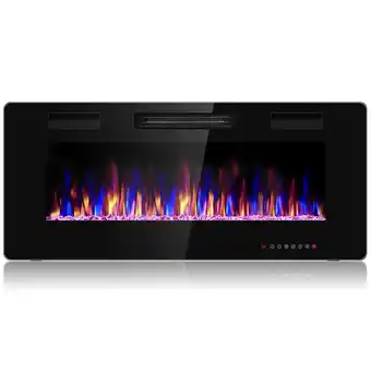Best Buy Costway 42'' Electric Fireplace Recessed Ultra Thin Wall Mounted Heater Multicolor Flame offer