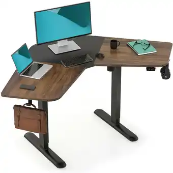 Best Buy FITUEYES L-Shaped Electric Standing Desk 47.2 inch Height Adjustable Computer Desk Full Sit to Stand Desk Corner Home Office offer