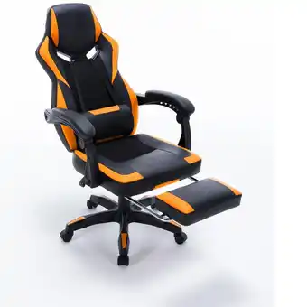 Best Buy ViscoLogic ASPHALT E-Sports Gaming Chair with Footrest and Lumbar Support (Black & Orange) offer