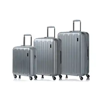 Best Buy CHAMPS Luggage Runway Collection 3-Piece Hard Side 4-Wheeled Expandable Luggage Set - Silver offer