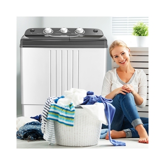 Best Buy Costway Portable Mini 4.5KG (20Lbs) Portable Mini Washing Machine - Compact Twin Tub - Gray and White offer