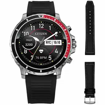 Best Buy Citizen CZ Smart 46mm Smartwatch w/ Heart Rate Monitor & Extra Strap - Black/Red - Only at Best Buy offer