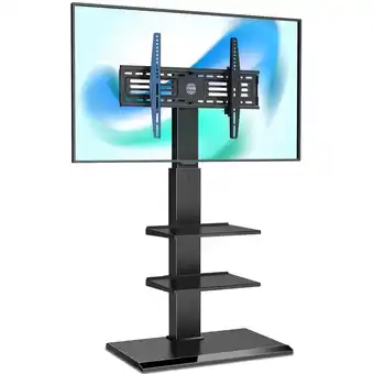 Best Buy FITUEYES Floor TV Stand Metal Base for 32 to 65 inch Flat Curved Screen Television with 60 Degree Swivel Mount & Height Adjus offer