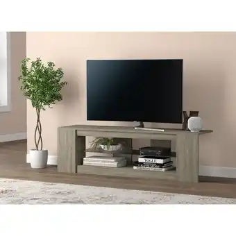Best Buy TV STAND 55L DARK TAUPE 2 SHELVES WITH TEMPERED GLASS offer