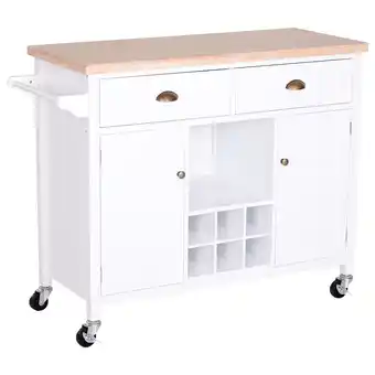 Best Buy HOMCOM Kitchen Island Utility Cart on Wheels with Large Counter offer