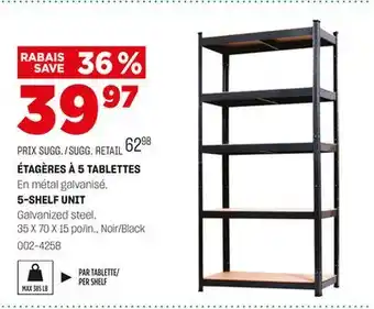 BMR ÉTAGÈRES À 5 TABLETTES offer
