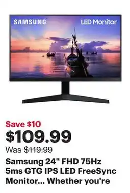 Best Buy Samsung 24 FHD 75Hz 5ms GTG IPS LED FreeSync Monitor (LF24T350FHNXZA) - Dark Blue Grey offer