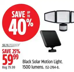 Canadian Tire Black Solar Motion Light 1500 lumens offer