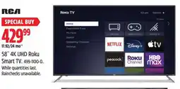 Canadian Tire RCA 58" 4K UHD Roku Smart TV offer