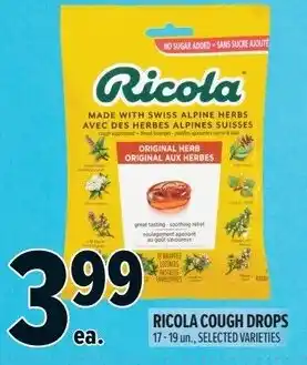 Metro Ricola cough drops offer
