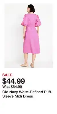 Old Navy Old Navy Waist-Defined Puff-Sleeve Midi Dress offer