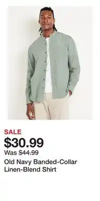Old Navy Old Navy Banded-Collar Linen-Blend Shirt offer