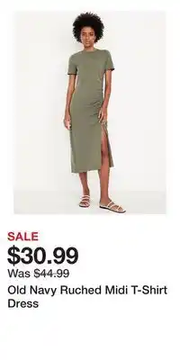 Old Navy Old Navy Ruched Midi T-Shirt Dress offer