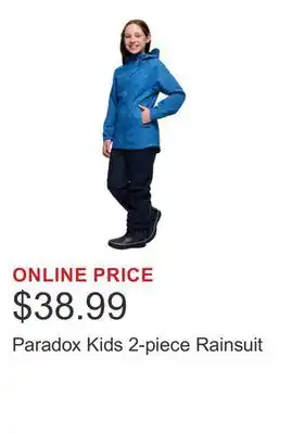 Costco Paradox Kids 2-piece Rainsuit offer