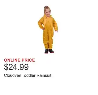 Costco Cloudveil Toddler Rainsuit offer