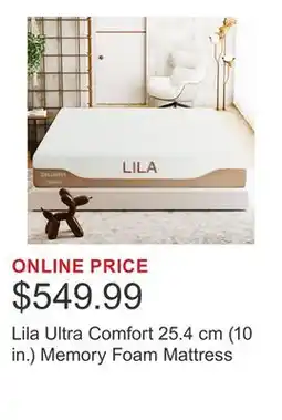 Costco Lila Ultra Comfort 25.4 cm (10 in.) Memory Foam Mattress offer