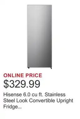 Costco Hisense 6.0 cu ft. Stainless Steel Look Convertible Upright Fridge or Freezer - Frost Free offer