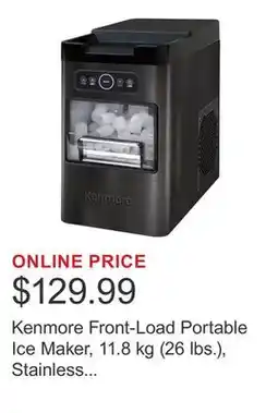 Costco Kenmore Front-Load Portable Ice Maker, 11.8 kg (26 lbs.), Stainless Steel offer