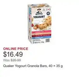 Costco Quaker Yogourt Granola Bars, 40 × 35 g offer