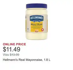 Costco Hellmann's Real Mayonnaise, 1.8 L offer