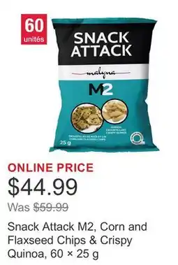 Costco Snack Attack M2, Corn and Flaxseed Chips & Crispy Quinoa, 60 × 25 g offer